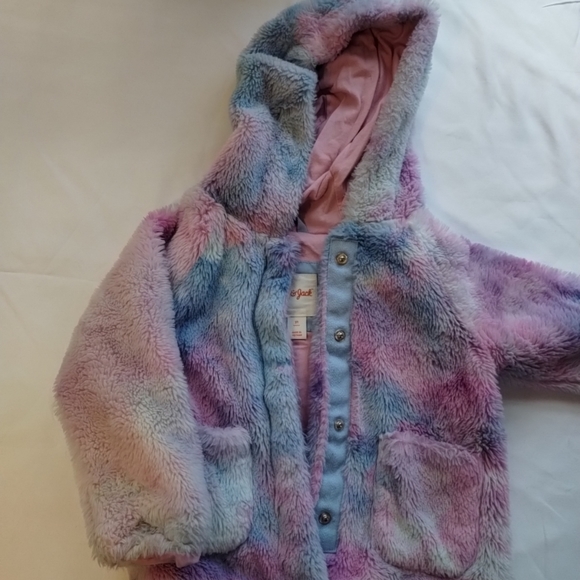 Cat & Jack Other - Cat and Jack kids fuzzy hooded jacket button up 2T